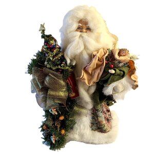 Handcrafted Vintage Santa by Country Designs Antique Tapestry Robe Folk Art 23.5
